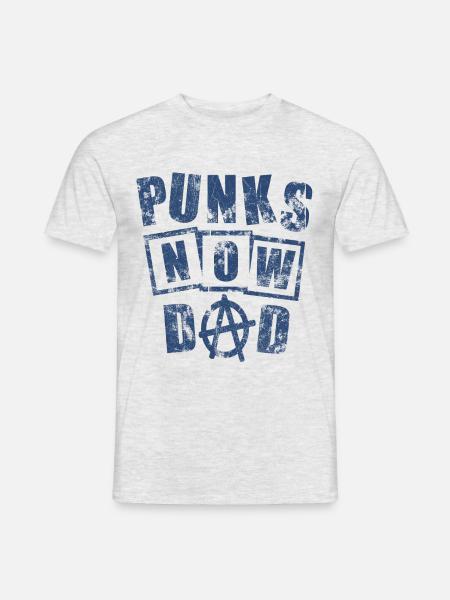 T-Shirt Männer : Punks Now Dad Vintage Grey - Männer T-Shirt - Grau meliert