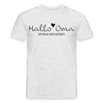 Hallo Oma, ich freue mich auf dich - Männer T-Shirt - Grau meliert - Vorne - AI Model Male 178 dark (178cm)
