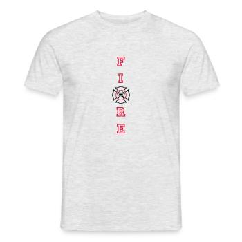 FIRE vertical with Maltese Cross - Men's T-Shirt - heather grey - Front - AI Model Male 178 dark (178cm)