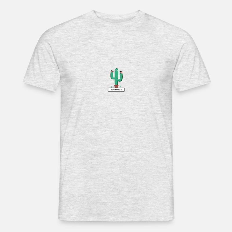 CACTUS - „Es wird weh tun“ - Männer T-Shirt - Grau meliert