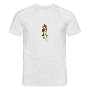 Kleine Feder Braun Handgezeichnet (Stockente) - Männer T-Shirt - Grau meliert - Vorne - AI Model Male 178 dark (178cm)