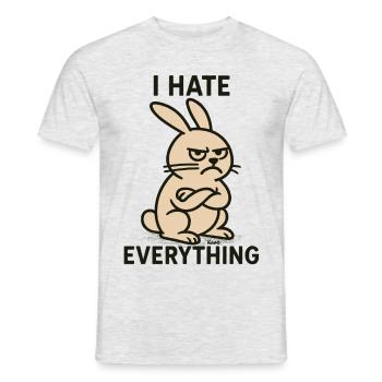 Bad mood bunny with hatred for everything - Men's T-Shirt - heather grey - Front - AI Model Male 178 dark (178cm)