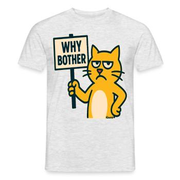 chat de dessin animé agacé : pourquoi s’embêter - T-shirt homme - gris chiné - Devant - AI Model Male 178 dark (178cm)