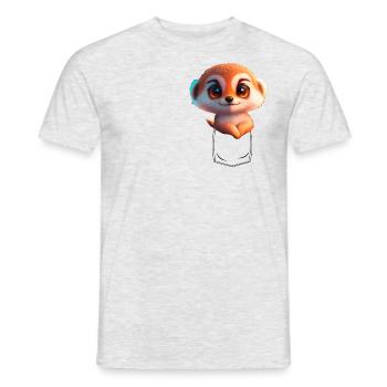 Suricate ludique dans la poche de poitrine - T-shirt homme - gris chiné - Devant - AI Model Male 178 dark (178cm)