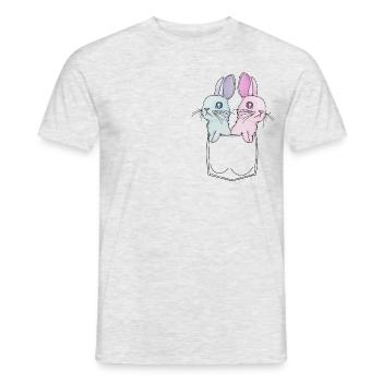 cute bunnies in the breast pocket shirt pocket pocket - Men's T-Shirt - heather grey - Front - AI Model Male 178 dark (178cm)