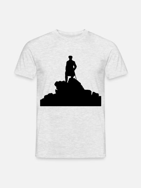 Wanderer über dem Nebelmeer Silhouette - Männer T-Shirt - Grau meliert