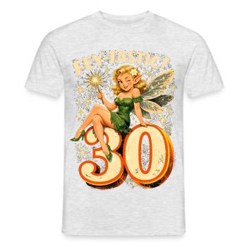 Fey-tastic: Retro 30th Birthday Fairy & Elf - Men's T-Shirt - heather grey - Front - AI Model Male 178 dark (178cm)
