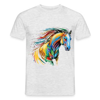 Murmure du vent : majestueux cheval arc-en-ciel - T-shirt homme - gris chiné - Devant - AI Model Male 178 dark (178cm)