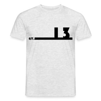13_Black_Bauhaus93 - Männer T-Shirt - Grau meliert - Vorne - AI Model Male 178 dark (178cm)
