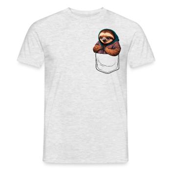 Breast Bag Sloth | Sloth in your pocket - Men's T-Shirt - heather grey - Front - AI Model Male 178 dark (178cm)