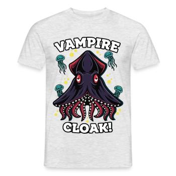Humor: Tintenfisch-Vampirumhang-Abgrund - Männer T-Shirt - Grau meliert - Vorne - AI Model Male 178 dark (178cm)