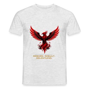 Phoenix Reborn Rebuilt Relentless Design - Men's T-Shirt - heather grey - Front - AI Model Male 178 dark (178cm)