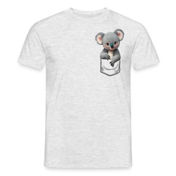 Cuddly baby koala in breast pocket - Men's T-Shirt - heather grey - Front - AI Model Male 178 dark (178cm)