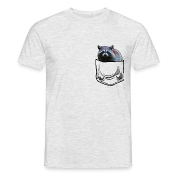 Raccoon in Pocket Chest Bag Bear Gift - Men's T-Shirt - heather grey - Front - AI Model Male 178 dark (178cm)