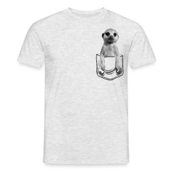 Bébé suricate en poche - T-shirt homme - gris chiné - Devant - AI Model Male 178 dark (178cm)