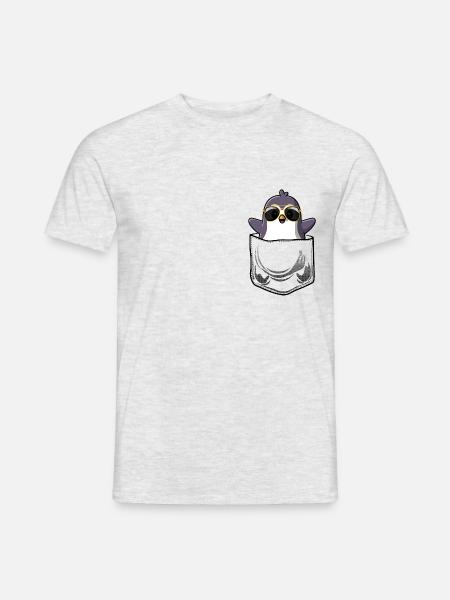 Pinguin Brusttasche Sonnenbrille Pocket - Männer T-Shirt - Grau meliert