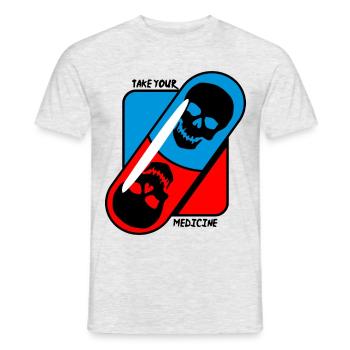 Prenez - votre - médicament - crâne - T-shirt homme - gris chiné - Devant - AI Model Male 178 dark (178cm)