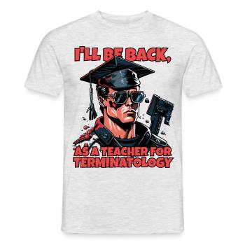 Cyborg robot with a degree in terminatology - Men's T-Shirt - heather grey - Front - AI Model Male 178 dark (178cm)