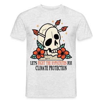 Skull and roses for environmental protection Climate protection - Men's T-Shirt - heather grey - Front - AI Model Male 178 dark (178cm)