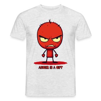 Funny angry cartoon stick figure - Men's T-Shirt - heather grey - Front - AI Model Male 178 dark (178cm)