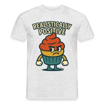 Grimmiger Cupcake mit Spruch Realistisch Positiv - Männer T-Shirt - Grau meliert - Vorne - AI Model Male 178 dark (178cm)