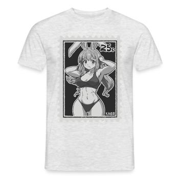 Funny Muscle Bunny as Postage Stamp - Men's T-Shirt - heather grey - Front - AI Model Male 178 dark (178cm)