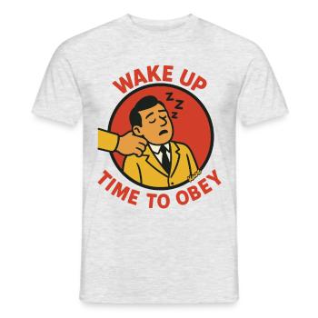 Office Workers: Wake Up, Time to Obey - Men's T-Shirt - heather grey - Front - AI Model Male 178 dark (178cm)