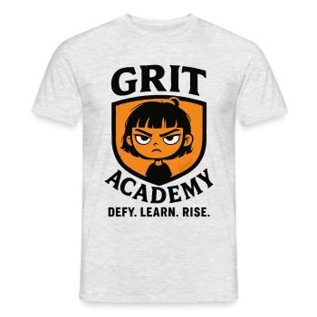 Girl in the Backbone Academy Coat of Arms Comic - Men's T-Shirt - heather grey - Front - AI Model Male 178 dark (178cm)