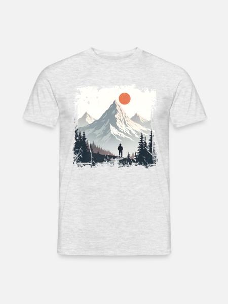 Wanderer in den Bergen Ich Liebe Wandern Und Natur - Männer T-Shirt - Grau meliert