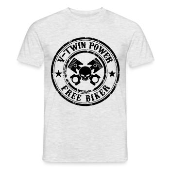 Free Biker design 02 - Männer T-Shirt - Grau meliert - Vorne - AI Model Male 178 dark (178cm)