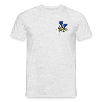 edelweiss_mit_enzian - Männer T-Shirt - Grau meliert - Vorne - AI Model Male 178 dark (178cm)