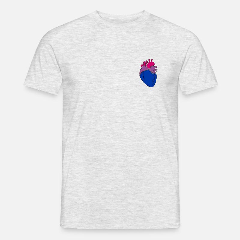 Bi Herz - Männer T-Shirt - Grau meliert