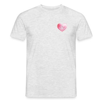Pinkes Herz Stay pawsitive mit Pfote - Männer T-Shirt - Grau meliert - Vorne - AI Model Male 178 dark (178cm)