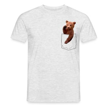 Poche poitrine ours - T-shirt homme - gris chiné - Devant - AI Model Male 178 dark (178cm)