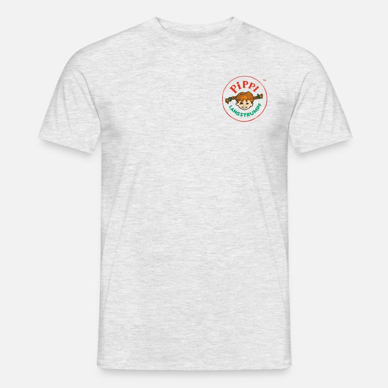 Pippi Langstrumpf Rundes Logo - Männer T-Shirt - Grau meliert