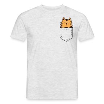 Chat dans votre poche - T-shirt homme - gris chiné - Devant - AI Model Male 178 dark (178cm)