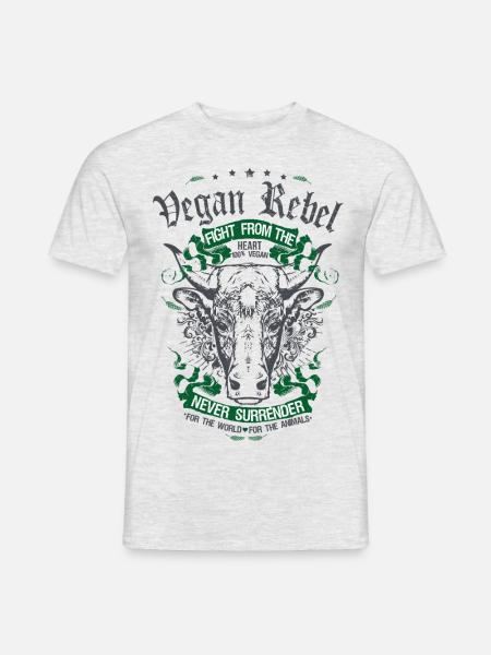 Vegan Rebel Green Edition - Männer T-Shirt - Grau meliert