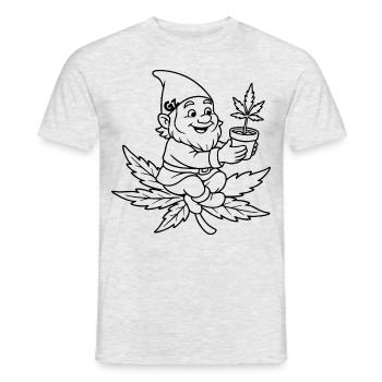 Süßer Zwerg auf fliegendem Hanfblatt - Männer T-Shirt - Grau meliert - Vorne - AI Model Male 178 dark (178cm)