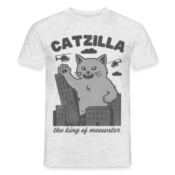 Catzilla Roi de Miaoul - T-shirt homme - gris chiné - Devant - AI Model Male 178 dark (178cm)