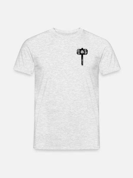Mjolnir, Hammer von Thor Black Distressed - Männer T-Shirt - Grau meliert
