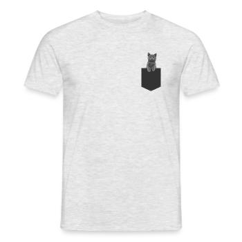 Britisch Kurzhaar Katze / British shorthair cat - Männer T-Shirt - Grau meliert - Vorne - AI Model Male 178 dark (178cm)