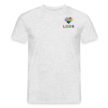 LGBTQ+ PIXELHERZ LIEBS - Männer T-Shirt - Grau meliert - Vorne - AI Model Male 178 dark (178cm)