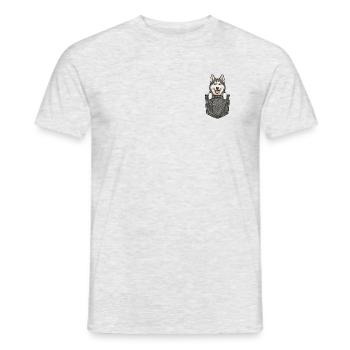 Siberian Husky in the Pocket - Cute Wolf Dog - Men's T-Shirt - heather grey - Front - AI Model Male 178 dark (178cm)