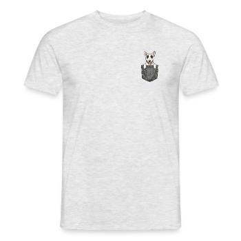Bull Terrier dans la Poche - Chien Mignon  - T-shirt homme - gris chiné - Devant - AI Model Male 178 dark (178cm)