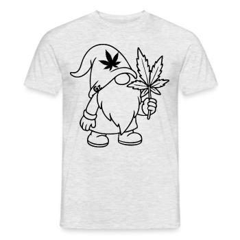 Süßer Hanf Gnom/Zwerg mit Cannabisblatt - Männer T-Shirt - Grau meliert - Vorne - AI Model Male 178 dark (178cm)