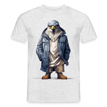 Falken-Graffiti. Räuberischer Streetstyle. - Männer T-Shirt - Grau meliert - Vorne - AI Model Male 178 dark (178cm)