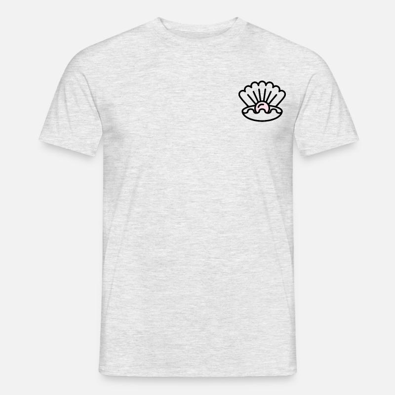 Muschel mit Perle Geschenk Idee - Männer T-Shirt - Grau meliert