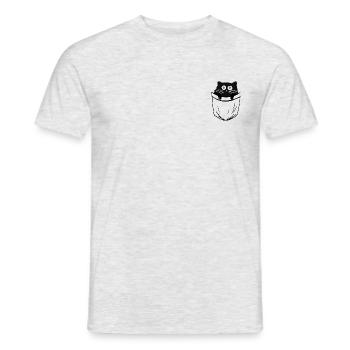 POCKET CAT BLACK - Men's T-Shirt - heather grey - Front - AI Model Male 178 dark (178cm)