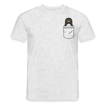 Penguin in your pocket - Attention penguin - Men's T-Shirt - heather grey - Front - AI Model Male 178 dark (178cm)