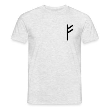 Rune Fehu - luck, prosperity & personal power - Men's T-Shirt - heather grey - Front - AI Model Male 178 dark (178cm)
